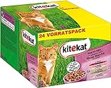 Kitekat Katzenfutter Nassfutter Markt-Mix in Gelee – Feuchtfutter in 48 Portionsbeuteln – 2er...