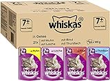 Whiskas 7+ Katzenfutter – Gemischte Auswahl in Gelee – Hochwertiges Nassfutter für Katzen ab 7...