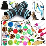 JOYBOY Katzenspielzeug mit katzentunnel,Katzen Spielzeug,3-Wege Pet Play Tunnel Tube für...